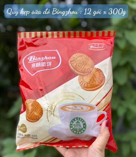 [CML00034] Bánh quy kẹp sữa đỏ vị Caramel Bingzhou 300gr