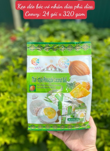 [CML00079] Nhân DỨA - Kẹo viên phủ dừa nhân trái cây Coowy túi 320gr